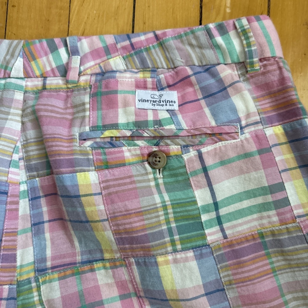 Vineyard Vines Breaker Pants Mens 33x31 Slim Fit Patchwork Plaid Preppy READ - Picture 12 of 14